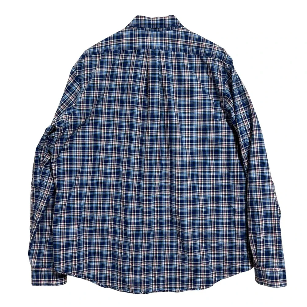 Polo Ralph Lauren Button Down Oxford-Cloth Shirt Blue Plaid Classic Fit XXL